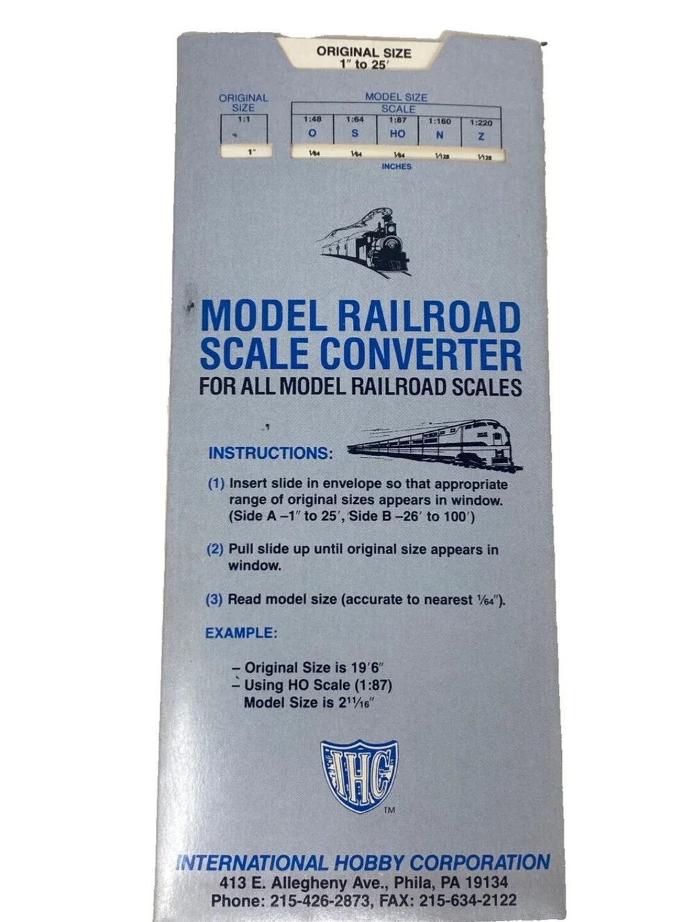 Model Railroad Scale Converter Slide Chart Z N HO S O Multi Scale